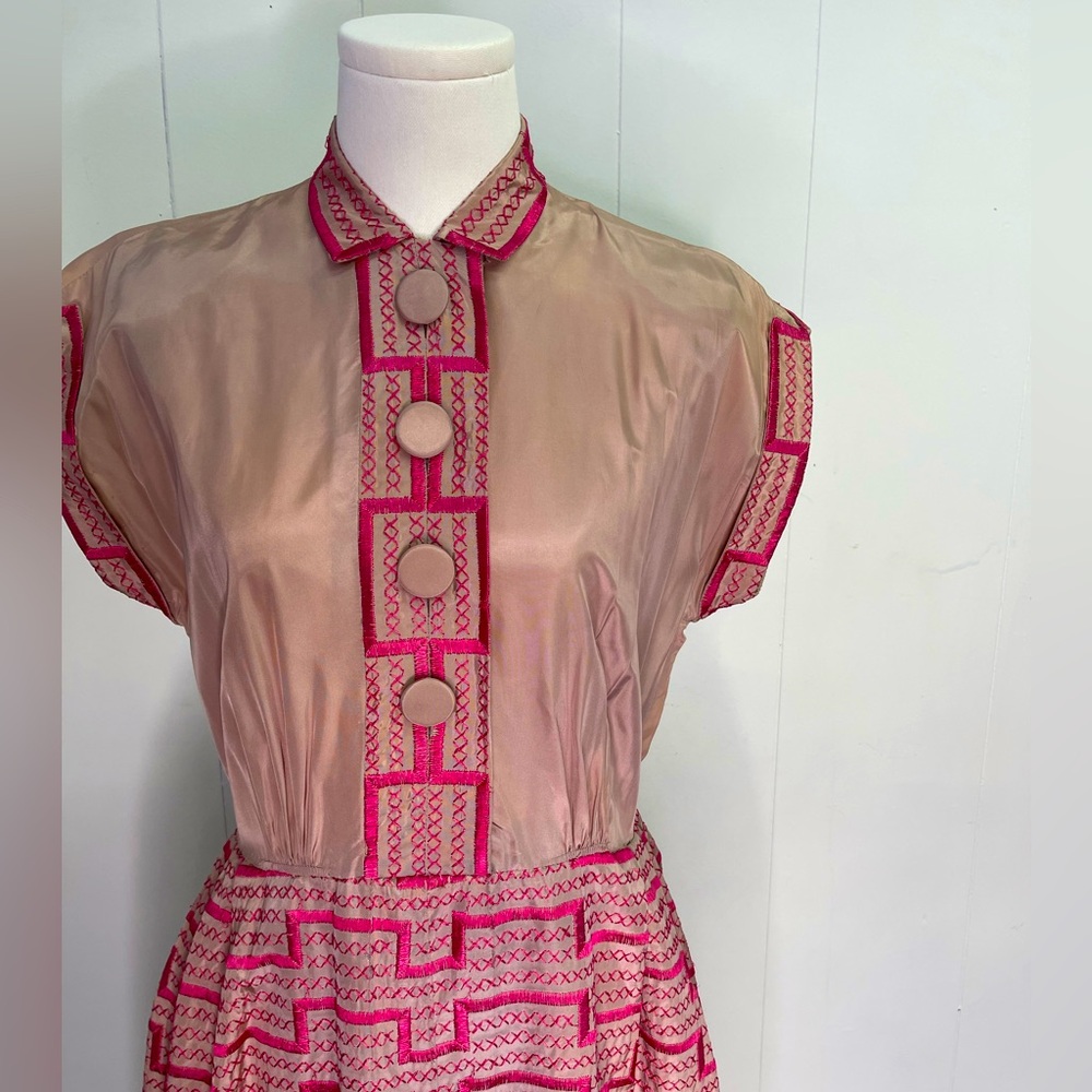 Vintage 1950s Fit and Flare Dress hostess semi formal statement